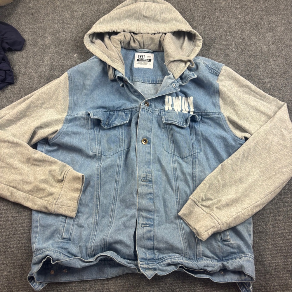 RWBY X BABS TARR Unisex Denim Hooded Jean Jacket character on back size: XLarge - Picture 2 of 11